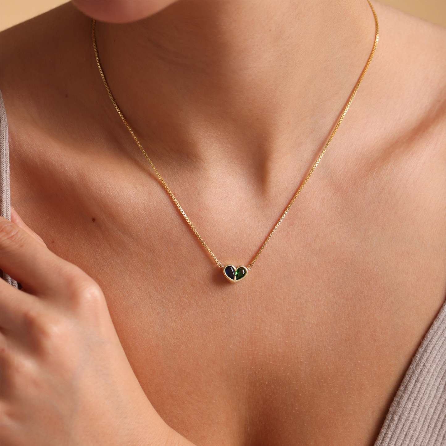 Mother And Daughter Forever Linked Together Custom Heart Birthstones Necklace