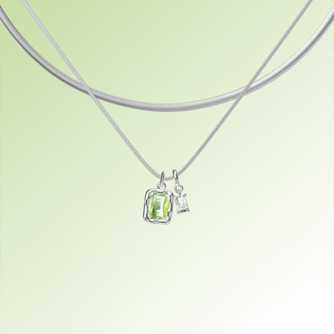 Mother And Daughter Forever Linked Together Custom Birthstones Layer Necklace