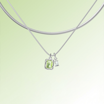 Mother And Daughter Forever Linked Together Custom Birthstones Layer Necklace