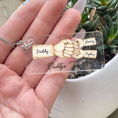 For Father - Daddy's Team Fist Bump Personalized Acrylic Keychain