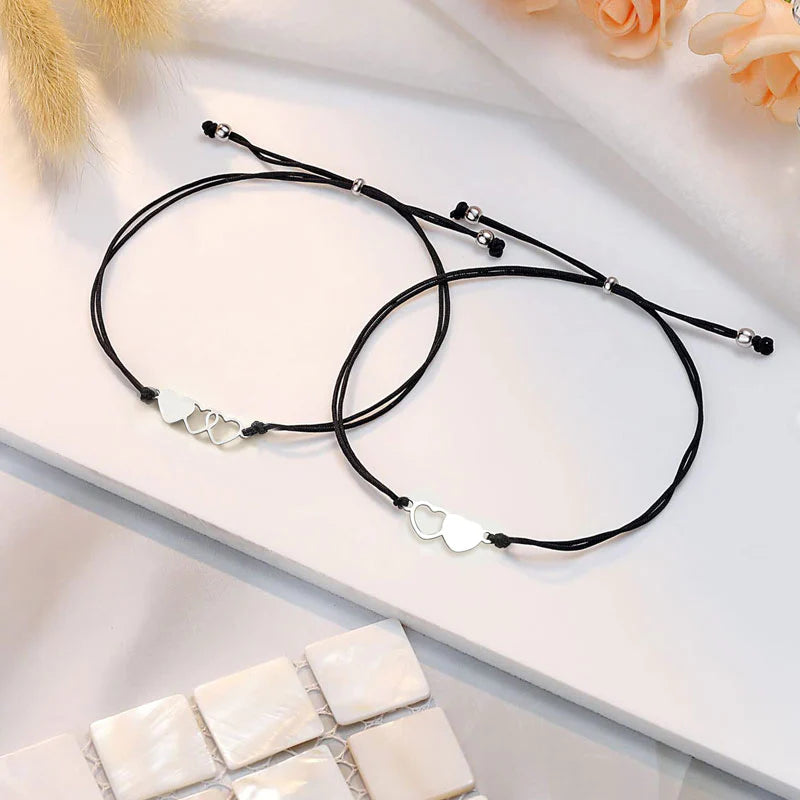 For Friend - Our Friendship Means the World to Me Heart to Heart String Bracelet