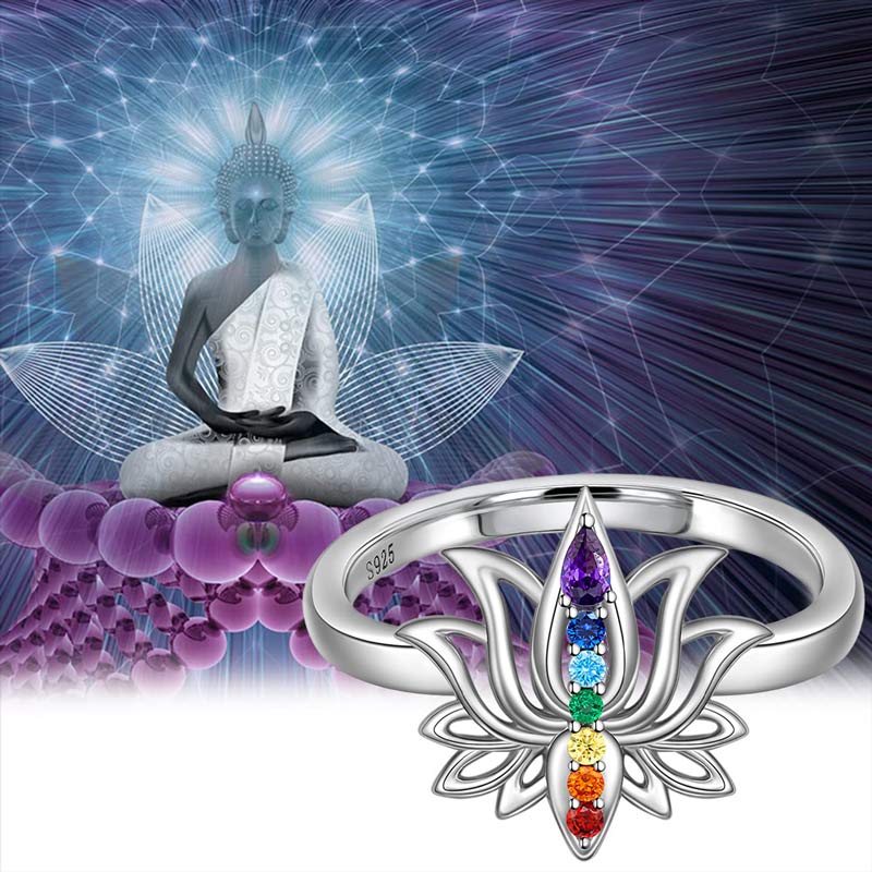 S925 Crystal Silver Energy Lotus Ring