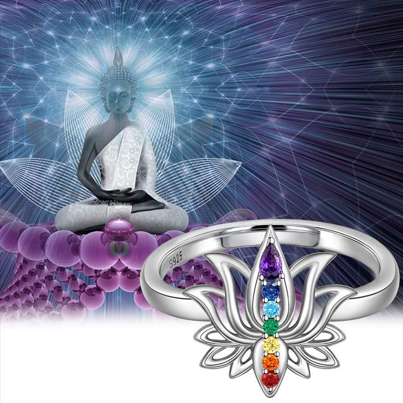 S925 Crystal Silver Energy Lotus Ring