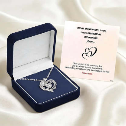 For Mom - I Love You Rose Mom Heart Necklace