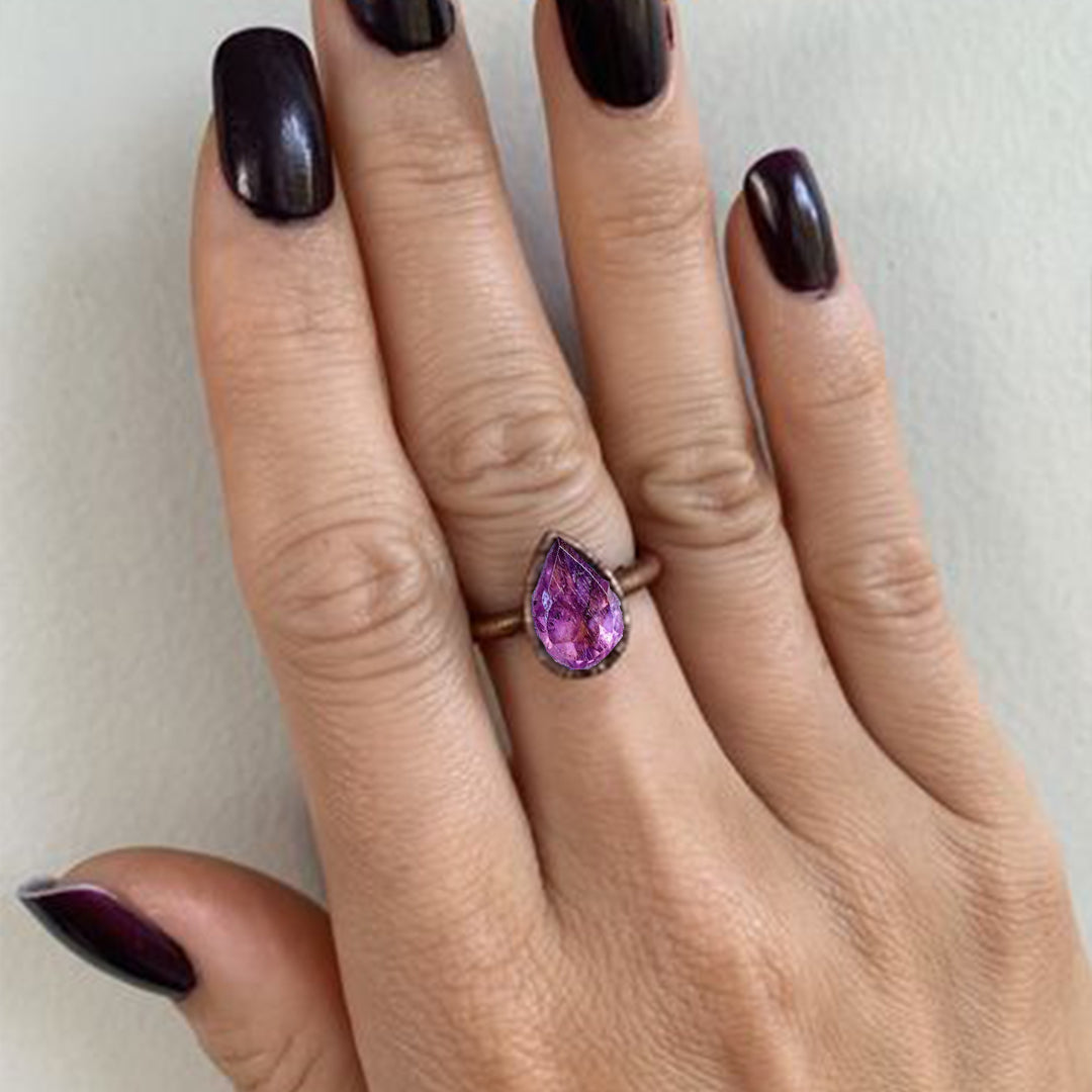 Teardrop Amethyst Ring