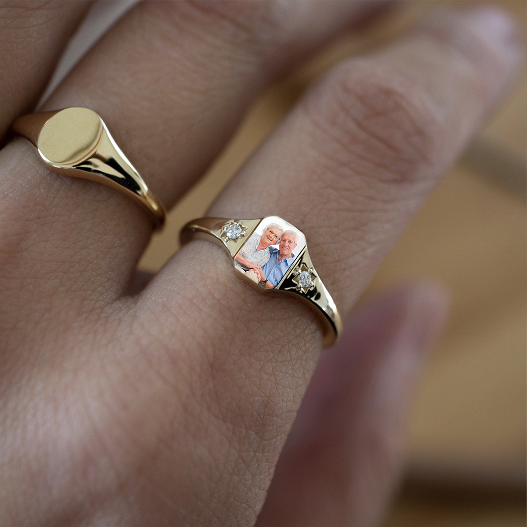 For Memorial - S925 Custom Photo & Birthstones Ring