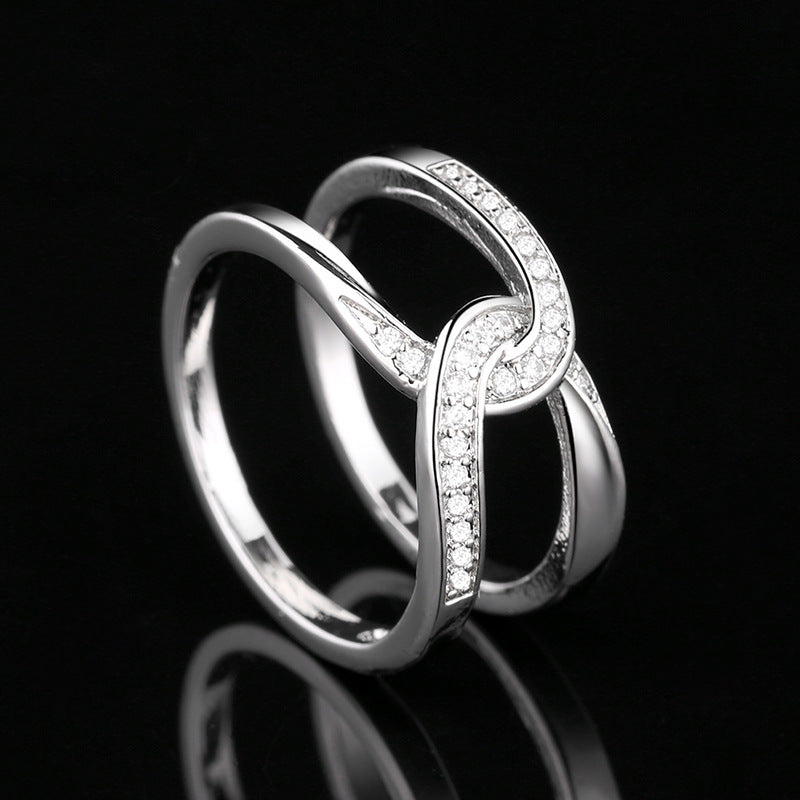 S925 No Matter How Busy We May be Our Hearts are Always Linked Together Cross Ring