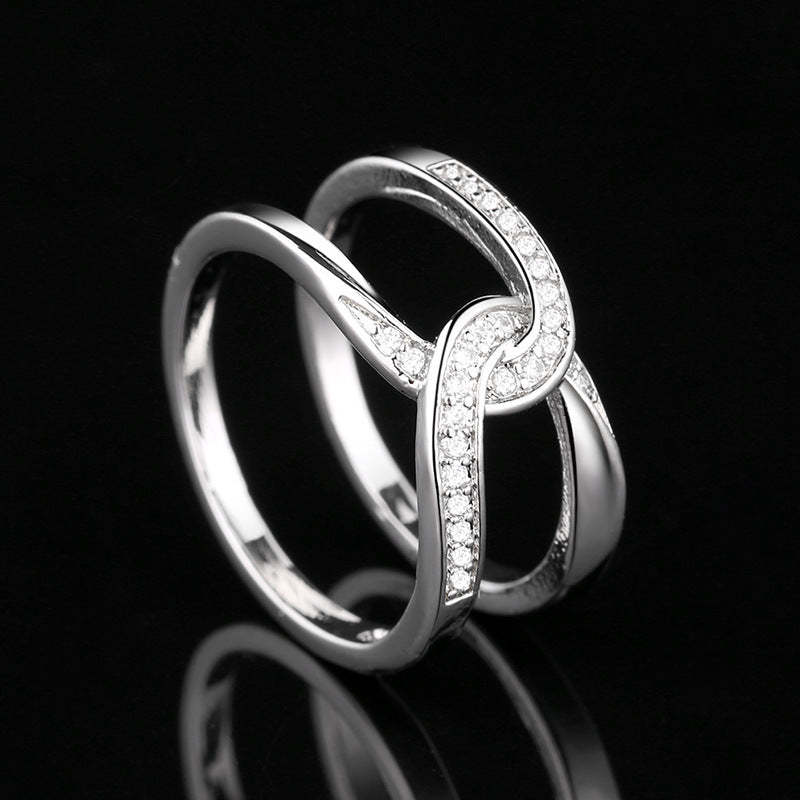 S925 No Matter How Busy We May be Our Hearts are Always Linked Together Cross Ring