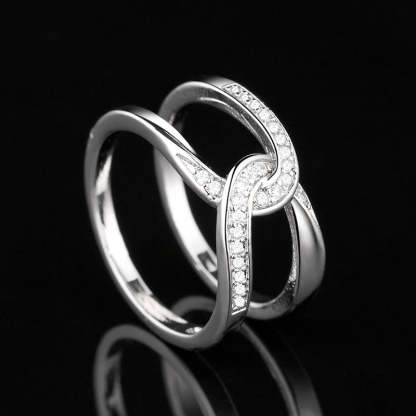 S925 No Matter How Busy We May be Our Hearts are Always Linked Together Cross Ring