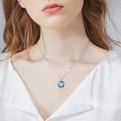 S925 Mermaid Sister Crystal Circle Necklace
