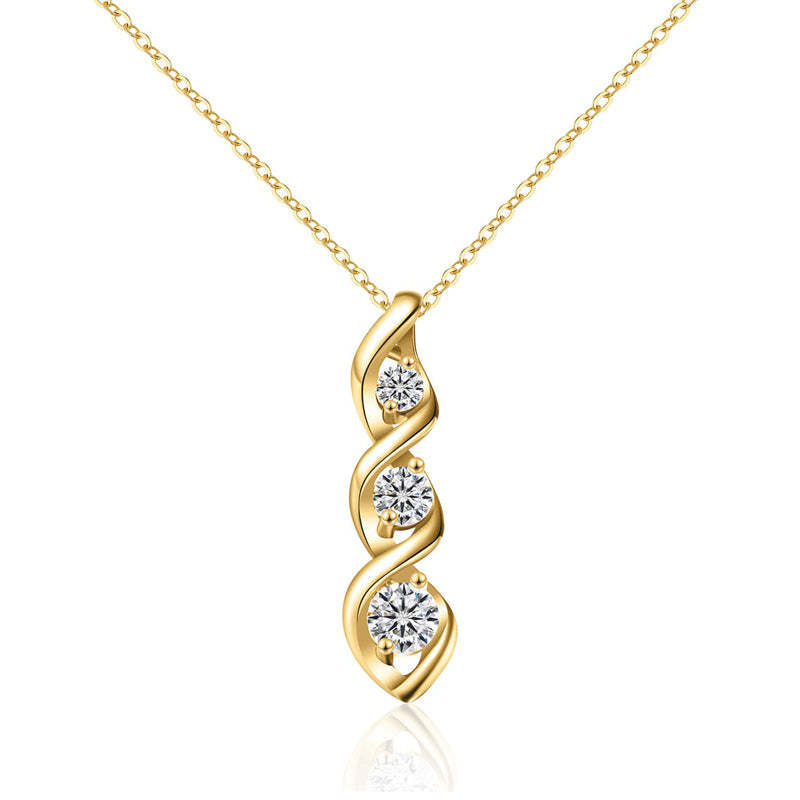 For Mother - S925 Thanks for Sharing Your DNA Three Diamond Spiral Necklace