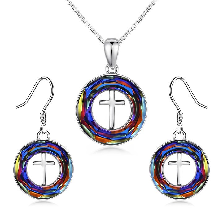 For Daughter - S925 Jesus is in Our Boat Crystal Cross Necklace