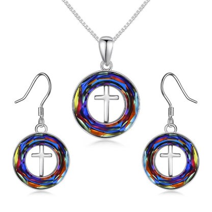 For Daughter - S925 Jesus is in Our Boat Crystal Cross Necklace