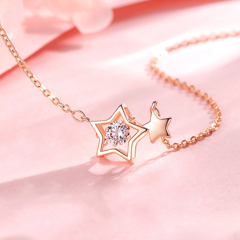 S925 Mother & Daughter Beating Star Necklace