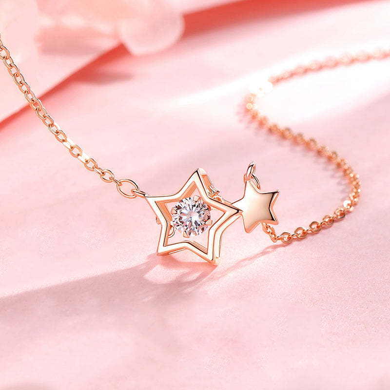 S925 Mother & Daughter Beating Star Necklace