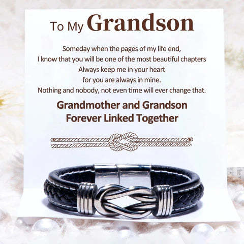 For Grandson - Grandmother and Grandson Forever Linked Together Black Knot Bracelets