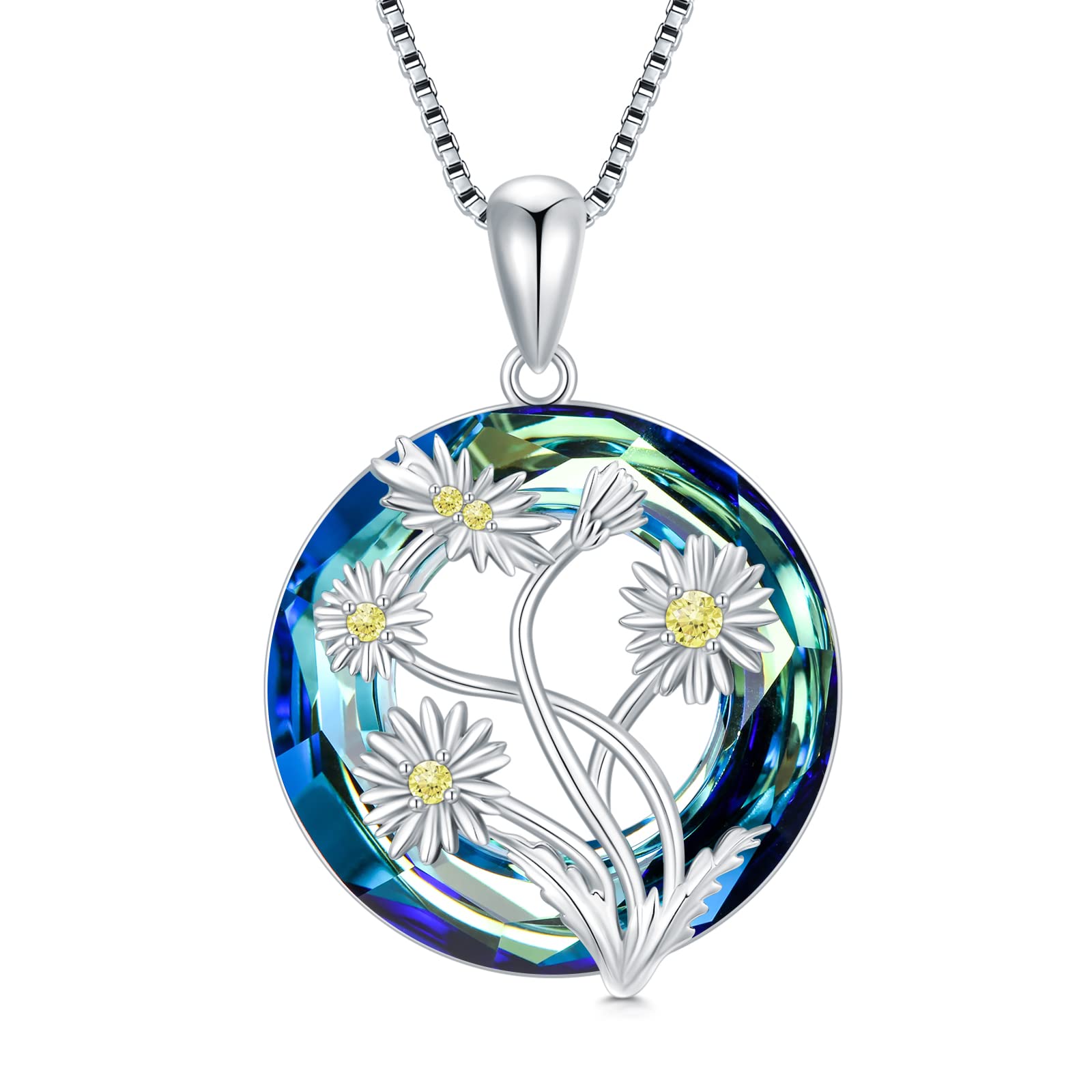 S925 You Belong Somewhere You Feel Free Crystal Birth Month Flower Necklace