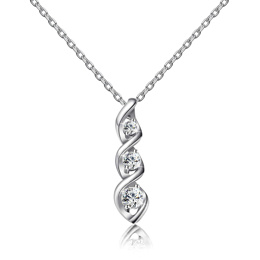 For Mother - S925 Thanks for Sharing Your DNA Three Diamond Spiral Necklace