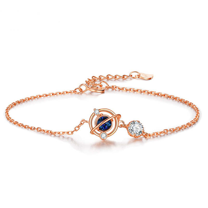 For Daughter - S925 The Darkest Nights Produce The Brightest Stars Crystal Planet Bracelet