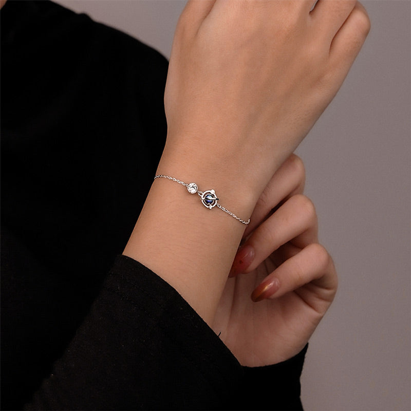 For Daughter - S925 The Darkest Nights Produce The Brightest Stars Crystal Planet Bracelet