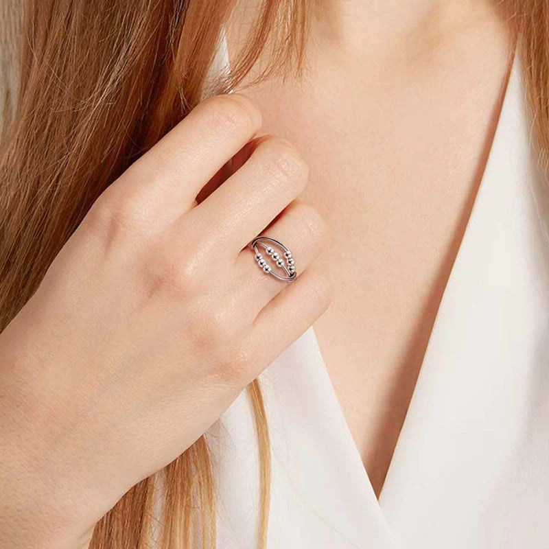 For Daughter - S925 Drive Away Your Anxiety Nine Beads Fidget Ring