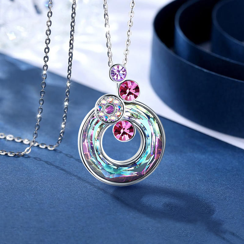 For Granddaughter - S925 Your Life is a Canvas Crystal Bubble Round Necklace