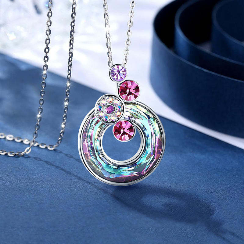 For Granddaughter - S925 Your Life is a Canvas Crystal Bubble Round Necklace