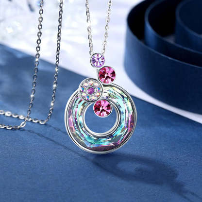 For Granddaughter - S925 Your Life is a Canvas Crystal Bubble Round Necklace