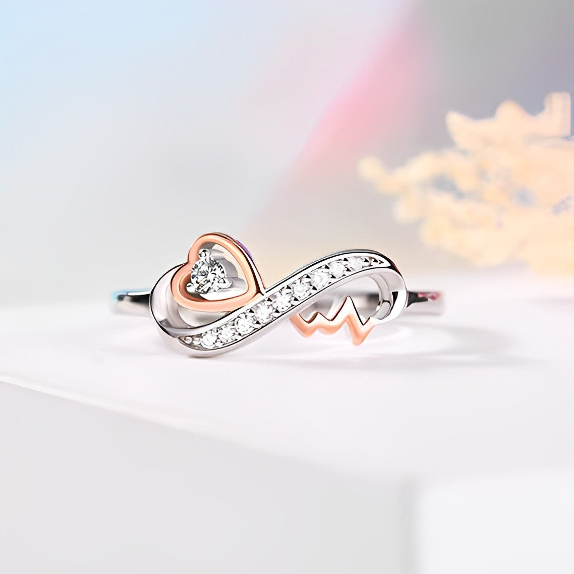 S925 I Love You Until Infinity Runs Out Infinity Heartbeat Ring