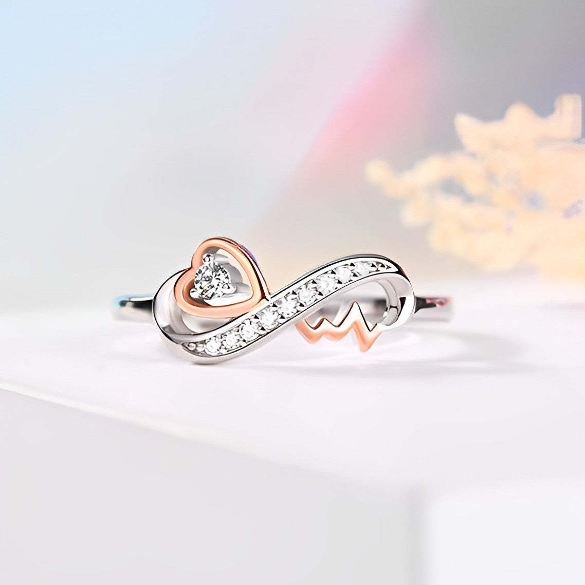 S925 I Love You Until Infinity Runs Out Infinity Heartbeat Ring