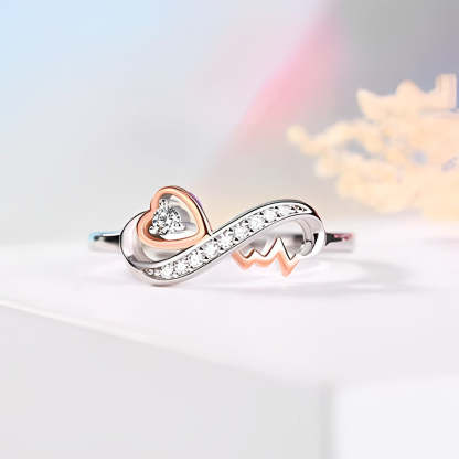 S925 I Love You Until Infinity Runs Out Infinity Heartbeat Ring