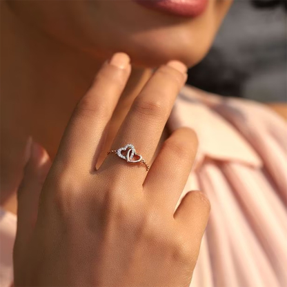 For Grandaughter/Daughter - S925 Always Keep Me In Your Heart,For You Are Always In Mine Double Heart Chain Ring