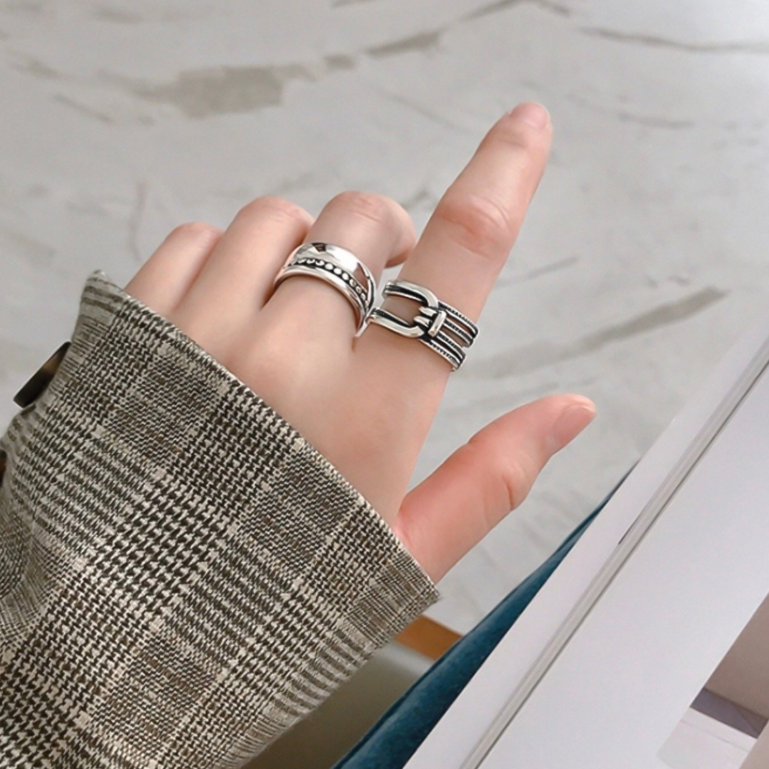 For Daughter - S925 Mother & Daughter Forever Linked Together Horseshoe Buckle Open Ring