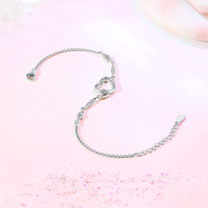 For Daughter - S925 Mother and Daughter Heart Linked Bracelet