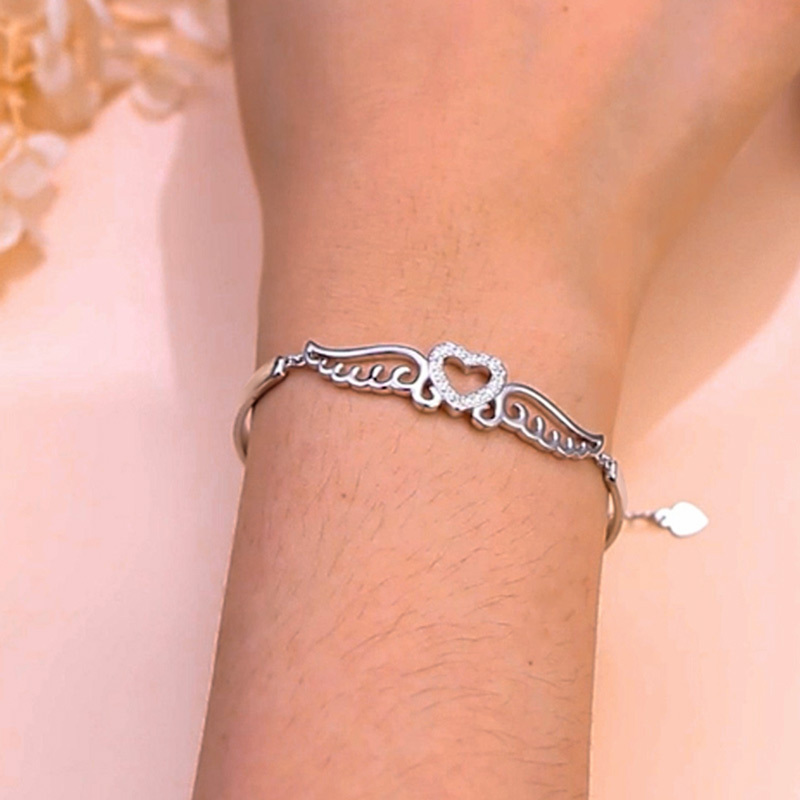 For Memorial - To My Mother In Heaven Angel Wings Bracelet