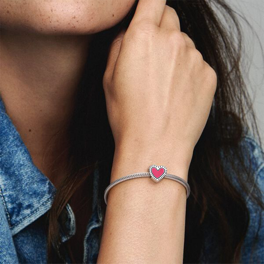 For Self - S925 Love Yourself Unconditionally Pink Love Snake Chain Bracelet
