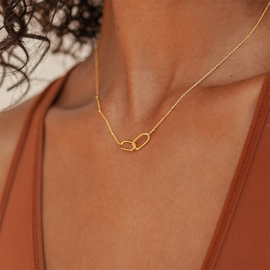 S925 Mother & Daughter Forever Linked Together Thin Hoop Necklace