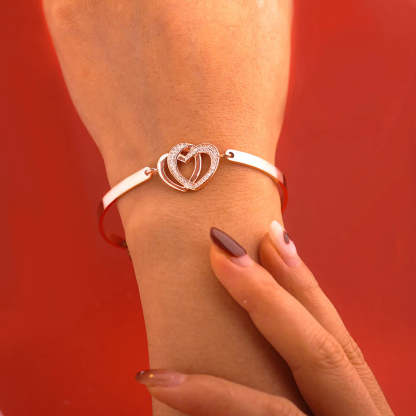 For Daughter - Mother & Daughter Forever linked Forever loved Double Heart Bracelet-37bracelet