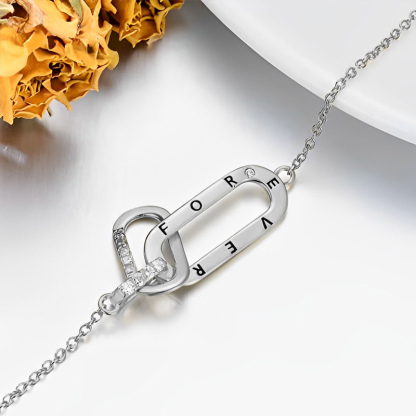 S925 Mother And Daughter Forever Linked Together Circle Bracelet