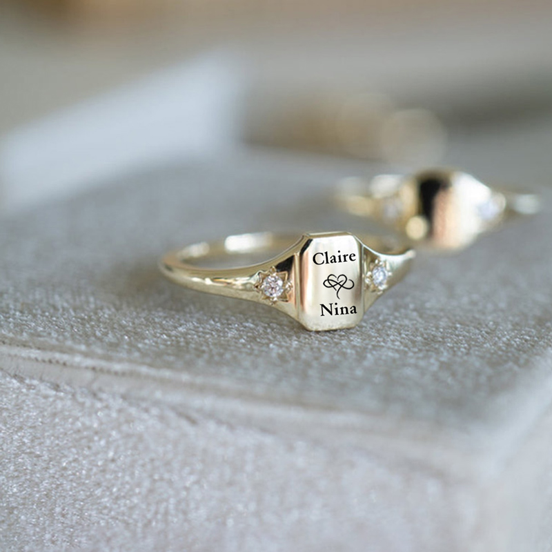 S925 Mother & Daughter Forever Linked Forever Loved Name Custom Ring