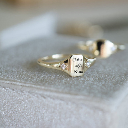 S925 Mother & Daughter Forever Linked Forever Loved Name Custom Ring