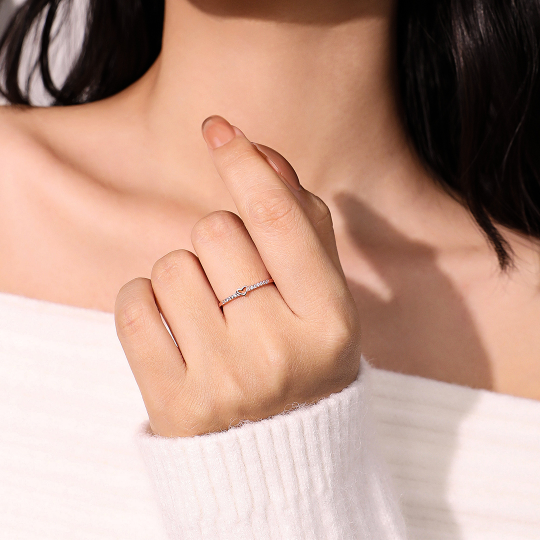 For Daughter - S925 You Are Always In Mine Simple Hollow Heart Ring
