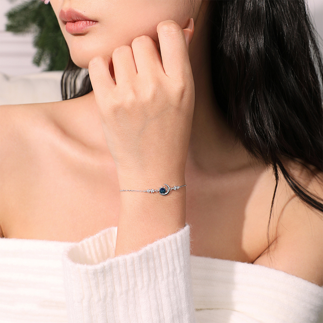 For Daughter - S925 You Are The Most SPECIAL STAR In The Universe Moon & Planet Bracelet