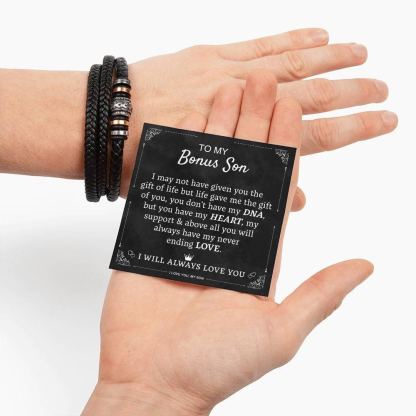 To My Bonus Son - I Will Always Love You Vegan Leather Bracelet