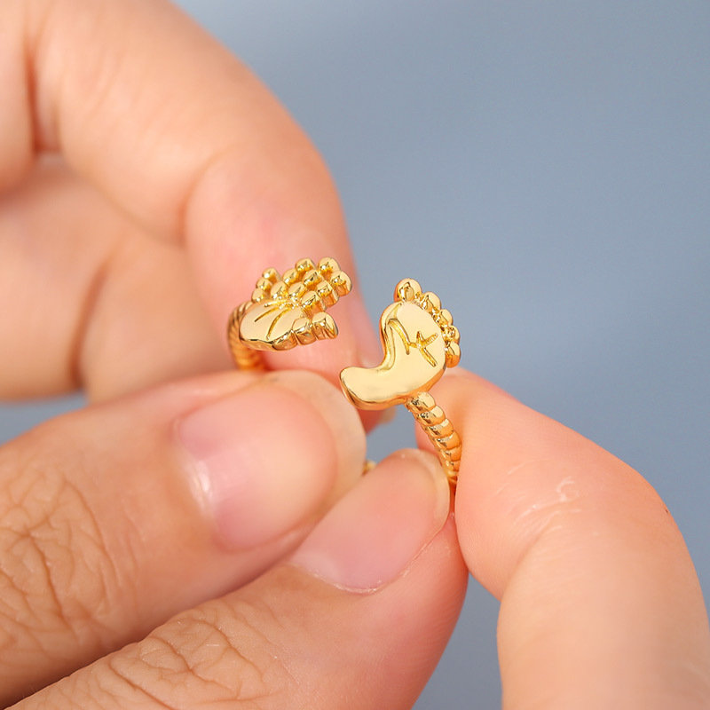 For Mother - S925 I Will Always Be Your Little Girl Baby Palm and Feet Ring