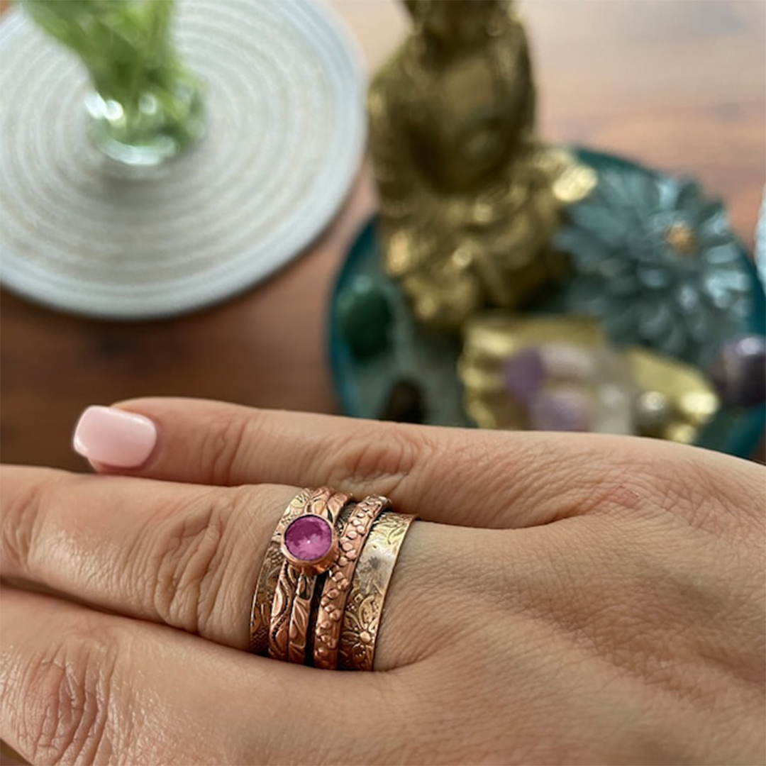 Amethyst Calming Healing Large Circle Ring