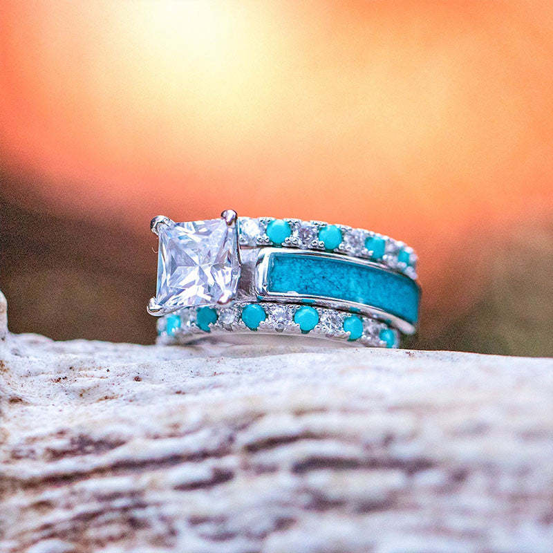 S925 Dazzling Diamond Turquoise Stacking Ring - Unleash Your Inner Glamour!