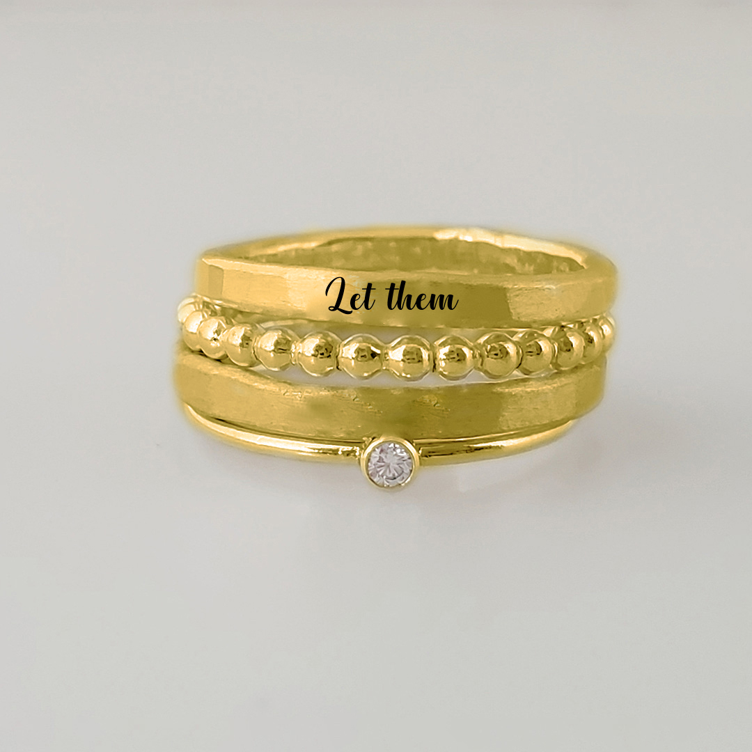 S925 Let Them Stacked Ring - 4 Rings Set