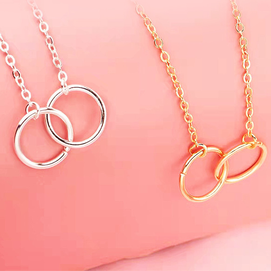 For Daughter/Mother - Mother and Daughter Forever Linked Together Circle Necklace