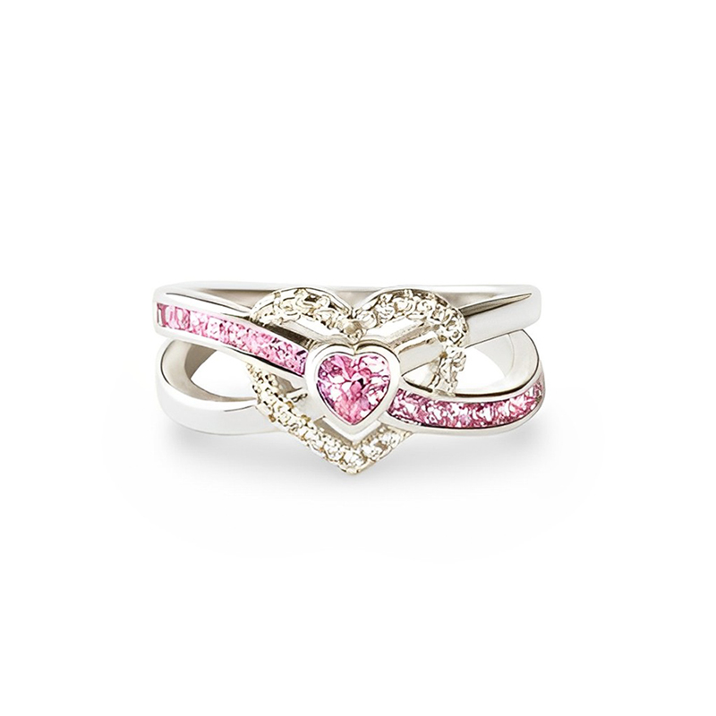 For Aunt/Niece - S925 Pink Heart Diamond Ring